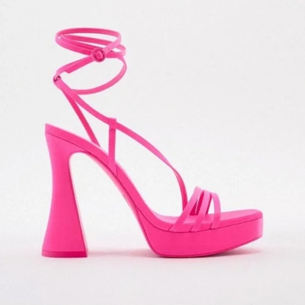 Pink Strappy High Heel Sandals